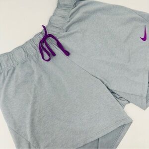 Nike Women's Athletic Shorts in Gray with Purple Details